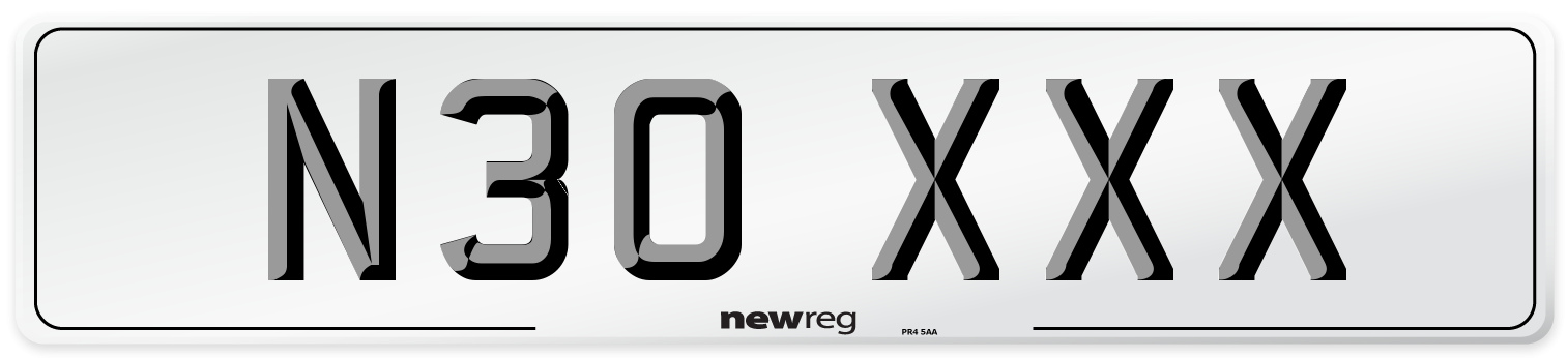 N30 XXX Number Plate from New Reg